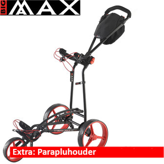 Big Max Autofold FF Golftrolley, Zwart/Rood