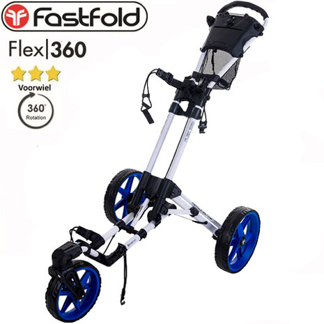 Fastfold Flex 360 Golftrolley, wit/blauw