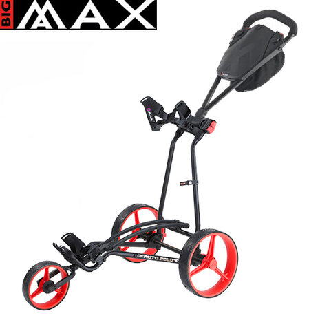 Big Max Autofold X Golftrolley, mat zwart/rood
